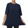 imageTHE GYM PEOPLE Womens Casual Oversized TShirts Summer Crewneck Short Sleeve Workout Basic Tee TopsDark Navy Blue