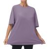 imageTHE GYM PEOPLE Womens Casual Oversized TShirts Summer Crewneck Short Sleeve Workout Basic Tee TopsGrey Purple