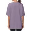 imageTHE GYM PEOPLE Womens Casual Oversized TShirts Summer Crewneck Short Sleeve Workout Basic Tee TopsGrey Purple