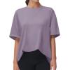 imageTHE GYM PEOPLE Womens Casual Oversized TShirts Summer Crewneck Short Sleeve Workout Basic Tee TopsGrey Purple