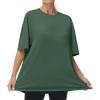 imageTHE GYM PEOPLE Womens Casual Oversized TShirts Summer Crewneck Short Sleeve Workout Basic Tee TopsSoft Green
