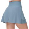 imageTHE GYM PEOPLE Womens Cross Waist Tennis Skirts with Cutting Hem Golf Skorts with Inner Mesh Pockets ShortsDenim Blue