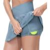 imageTHE GYM PEOPLE Womens Cross Waist Tennis Skirts with Cutting Hem Golf Skorts with Inner Mesh Pockets ShortsDenim Blue