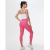 imageTHE GYM PEOPLE Womens Cross Waist Workout Leggings Tummy Control High Waisted Athletic Yoga Pants with PocketsBright Pink