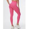 imageTHE GYM PEOPLE Womens Cross Waist Workout Leggings Tummy Control High Waisted Athletic Yoga Pants with PocketsBright Pink