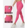 imageTHE GYM PEOPLE Womens Cross Waist Workout Leggings Tummy Control High Waisted Athletic Yoga Pants with PocketsBright Pink