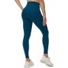 imageTHE GYM PEOPLE Womens Cross Waist Workout Leggings Tummy Control High Waisted Athletic Yoga Pants with PocketsDark Blue Green