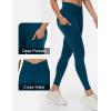 imageTHE GYM PEOPLE Womens Cross Waist Workout Leggings Tummy Control High Waisted Athletic Yoga Pants with PocketsDark Blue Green
