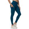 imageTHE GYM PEOPLE Womens Cross Waist Workout Leggings Tummy Control High Waisted Athletic Yoga Pants with PocketsDark Blue Green