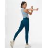 imageTHE GYM PEOPLE Womens Cross Waist Workout Leggings Tummy Control High Waisted Athletic Yoga Pants with PocketsDark Blue Green