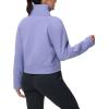 imageTHE GYM PEOPLE Womens Half Zip Pullover Fleece Stand Collar Crop Sweatshirt with Pockets Thumb HoleLavender Purple