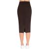 imageTHE GYM PEOPLE Womens High Waist Tummy Control Pencil Skirts Stretchy Bodycon Midi Skirt Below Knee with Back SlitBrown