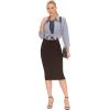 imageTHE GYM PEOPLE Womens High Waist Tummy Control Pencil Skirts Stretchy Bodycon Midi Skirt Below Knee with Back SlitBrown