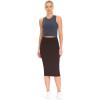 imageTHE GYM PEOPLE Womens High Waist Tummy Control Pencil Skirts Stretchy Bodycon Midi Skirt Below Knee with Back SlitBrown