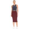 imageTHE GYM PEOPLE Womens High Waist Tummy Control Pencil Skirts Stretchy Bodycon Midi Skirt Below Knee with Back SlitWine Red