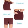 imageTHE GYM PEOPLE Womens High Waist Tummy Control Pencil Skirts Stretchy Bodycon Midi Skirt Below Knee with Back SlitWine Red