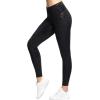 imageTHE GYM PEOPLE Womens High Waist Workout Legging Soft Tummy Control Squat Proof Yoga Running PantsSilverBlack