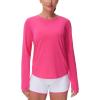imageTHE GYM PEOPLE Womens Long Sleeve Workout Shirts Athletic Crewneck Hiking Tops with Thumb HoleBright Pink