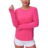 imageTHE GYM PEOPLE Womens Long Sleeve Workout Shirts Athletic Crewneck Hiking Tops with Thumb HoleBright Pink