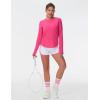 imageTHE GYM PEOPLE Womens Long Sleeve Workout Shirts Athletic Crewneck Hiking Tops with Thumb HoleBright Pink