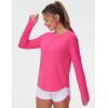 imageTHE GYM PEOPLE Womens Long Sleeve Workout Shirts Athletic Crewneck Hiking Tops with Thumb HoleBright Pink