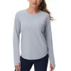 imageTHE GYM PEOPLE Womens Long Sleeve Workout Shirts Athletic Crewneck Hiking Tops with Thumb HoleHeather Grey