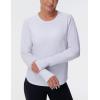 imageTHE GYM PEOPLE Womens Long Sleeve Workout Shirts Athletic Crewneck Hiking Tops with Thumb HoleHeather White