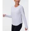 imageTHE GYM PEOPLE Womens Long Sleeve Workout Shirts Athletic Crewneck Hiking Tops with Thumb HoleHeather White