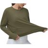 imageTHE GYM PEOPLE Womens Long Sleeve Workout Shirts Back Loose Fit Running Tee Tops with Thumb HoleArmy Green