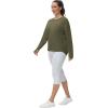 imageTHE GYM PEOPLE Womens Long Sleeve Workout Shirts Back Loose Fit Running Tee Tops with Thumb HoleArmy Green