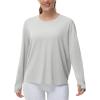 imageTHE GYM PEOPLE Womens Long Sleeve Workout Shirts Back Loose Fit Running Tee Tops with Thumb HoleBright Grey