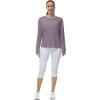 imageTHE GYM PEOPLE Womens Long Sleeve Workout Shirts Back Loose Fit Running Tee Tops with Thumb HoleGrey Purple