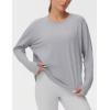 imageTHE GYM PEOPLE Womens Long Sleeve Workout Shirts Back Loose Fit Running Tee Tops with Thumb HoleHeather Grey
