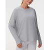imageTHE GYM PEOPLE Womens Long Sleeve Workout Shirts Back Loose Fit Running Tee Tops with Thumb HoleHeather Grey