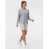 imageTHE GYM PEOPLE Womens Long Sleeve Workout Shirts Back Loose Fit Running Tee Tops with Thumb HoleHeather Grey