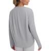 imageTHE GYM PEOPLE Womens Long Sleeve Workout Shirts Back Loose Fit Running Tee Tops with Thumb HoleHeather Grey