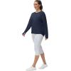 imageTHE GYM PEOPLE Womens Long Sleeve Workout Shirts Back Loose Fit Running Tee Tops with Thumb HoleNavy Blue
