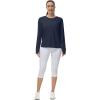 imageTHE GYM PEOPLE Womens Long Sleeve Workout Shirts Back Loose Fit Running Tee Tops with Thumb HoleNavy Blue
