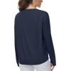 imageTHE GYM PEOPLE Womens Long Sleeve Workout Shirts Back Loose Fit Running Tee Tops with Thumb HoleNavy Blue