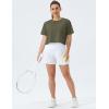 imageTHE GYM PEOPLE Womens Workout Crop Top TShirt Short Sleeve Boxy Yoga Running Cropped Basic TeeArmy Green