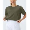 imageTHE GYM PEOPLE Womens Workout Crop Top TShirt Short Sleeve Boxy Yoga Running Cropped Basic TeeArmy Green