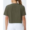 imageTHE GYM PEOPLE Womens Workout Crop Top TShirt Short Sleeve Boxy Yoga Running Cropped Basic TeeArmy Green