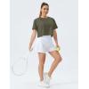 imageTHE GYM PEOPLE Womens Workout Crop Top TShirt Short Sleeve Boxy Yoga Running Cropped Basic TeeArmy Green