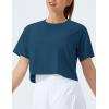 imageTHE GYM PEOPLE Womens Workout Crop Top TShirt Short Sleeve Boxy Yoga Running Cropped Basic TeeDark Blue Green