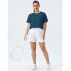 imageTHE GYM PEOPLE Womens Workout Crop Top TShirt Short Sleeve Boxy Yoga Running Cropped Basic TeeDark Blue Green