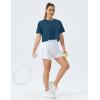 imageTHE GYM PEOPLE Womens Workout Crop Top TShirt Short Sleeve Boxy Yoga Running Cropped Basic TeeDark Blue Green