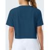 imageTHE GYM PEOPLE Womens Workout Crop Top TShirt Short Sleeve Boxy Yoga Running Cropped Basic TeeDark Blue Green