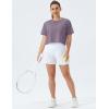 imageTHE GYM PEOPLE Womens Workout Crop Top TShirt Short Sleeve Boxy Yoga Running Cropped Basic TeeGrey Purple