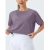 imageTHE GYM PEOPLE Womens Workout Crop Top TShirt Short Sleeve Boxy Yoga Running Cropped Basic TeeGrey Purple