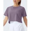 imageTHE GYM PEOPLE Womens Workout Crop Top TShirt Short Sleeve Boxy Yoga Running Cropped Basic TeeGrey Purple